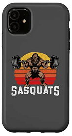 iPhone 11 Sasquats Leg Day Weightlifting Bigfoot Squat Distressed 80s スマホケース