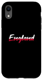 iPhone XR 英文字 英国 美しい白と赤のフォント スマホケース