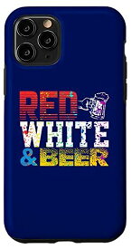 iPhone 11 Pro 7月4日 愛国的 レッド ホワイト ビール USA ギャグ キュート スマホケース