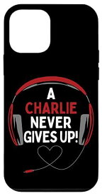 iPhone 12 mini ゲーム用引用句「A Charlie Never Gives Up」ヘッドセット パーソナライズ スマホケース