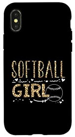 iPhone X/XS 面白いソフトボールラバーヒョウ柄グラフィック女性用ソフトボールガール スマホケース