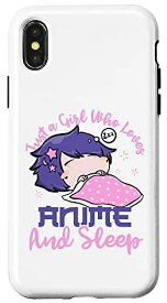 iPhone X/XS Just A Girl who love Anime and Sleep Cute Chibi パジャマ PJ スマホケース