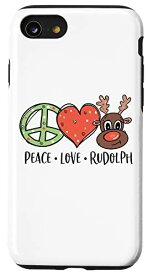 iPhone SE (2020) / 7 / 8 Peace Love & Rudolph かわいいトナカイ クリスマス キッズ ガールズ スマホケース