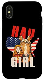 iPhone X/XS Hay girl 馬 アメリカ国旗 USA 7月4日 女性 男の子 女の子 スマホケース