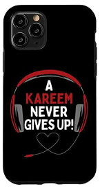 iPhone 11 Pro ゲーム用引用句「A Kareem Never Gives Up」ヘッドセット パーソナライズ スマホケース