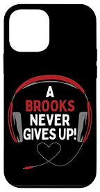 iPhone 12 mini ゲーム用引用句「A Brooks Never Gives Up」ヘッドセット パーソナライズ スマホケース