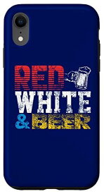 iPhone XR 7月4日 愛国的 レッド ホワイト ビール USA ギャグ キュート スマホケース