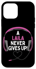 iPhone 12 mini ゲーム用引用句「A Laila Never Gives Up」ヘッドセット パーソナライズ スマホケース