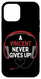 iPhone 12 mini ゲーム用引用句「A Vincent Never Gives Up」ヘッドセット パーソナライズ スマホケース