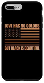 iPhone 7 Plus/8 Plus Love Has No Colors But Black is Beautiful Afro Pride レディース スマホケース