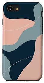 iPhone SE (2020) / 7 / 8 美しいかわいいボーホー牛柄(ネイビーブルー、ピンク、グリーン) スマホケース
