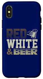 iPhone X/XS 7月4日 愛国的 レッド ホワイト ビール USA ギャグ キュート スマホケース
