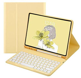iPad 第10世代 2022年型 10.9 インチ キーボード ケース 丸型キー 可愛い カラーキーボード カラフル iPad 10 アイパッド 第 10 世代 丸い 分離式 キーボード付き カバー アップル ペンシル 黄色