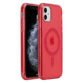 【米軍規格・Magsafe対応】Gtsoho iPhone 11 用 ケース マグネット搭載 ワイヤレス充電 半透明 耐衝撃 マット 全面保護 黄ばみなし ストラップホール付き アイフォン 11 用 カバー red