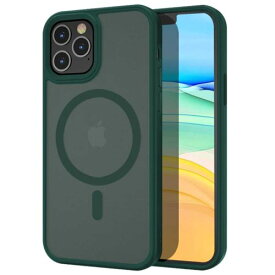 【米軍規格・Magsafe対応】Gtsoho iPhone 11 Pro 用 ケース マグネット搭載 ワイヤレス充電 半透明 耐衝撃 マット 全面保護 黄ばみなし ストラップホール付き アイフォン 11 Pro用 カバー green