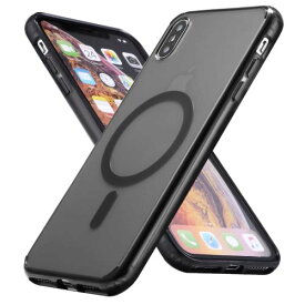 【米軍規格・Magsafe対応】Gtsoho iPhone XsMax 用 ケース 半透明 マグネット搭載 ワイヤレス充電 耐衝撃 耐久性 全面保護 黄ばみなし ストラップホール付き イフォンXsMax 用 カバー iPhone XS Max 6.5インチ black
