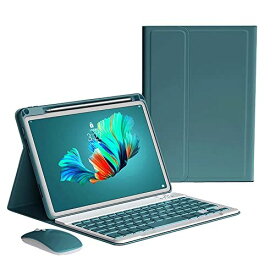 iPad10 キーボードケース ワイヤレス マウス付き Apple Pencil 収納可能 アイパッド iPad 第10世代 2022新型 キーボード カバー 取り外し可能 分離式 カラーキーボード レディース 可愛い iPad 10 深緑