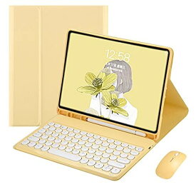 iPad Air4 iPad Air5 キーボードケース マウス付き 可愛い iPad Air 第5世代 第4世代 10.9インチ Bluetooth キーボード 丸型キー 2色配色 カラーキーボード ケース カバー iPadAir4/Air5 黄色