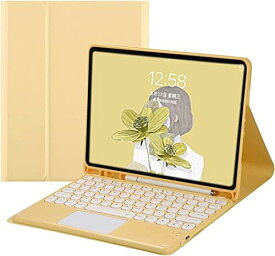 可愛い iPad 10 2022 第10世代 キーボード ケース タッチパッド付き 丸型キー iPad 10 10.9インチ 分離式 Bluetoothキーボード付き カバー マウス機能 カラーキーボード レディース 黄色