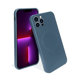 iPhone 13 Pro Magsafe対応 ケース 磁気吸引 レンズ保護 耐衝撃 薄型 シリコンスマホケース マグネット搭載 ワイヤレス充電対応 iphone13pro スマホケース ストラップホール付き (ブルー)