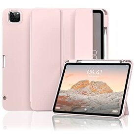 Aoub iPad Pro 11インチ ケース (2022/2021/2020) 第4/3/2世代 オートスリープ/ウェイク機能搭載 Apple Pencil収納・スタンド付き スマートカバー ソフトTPU 薄くて軽い ピンク