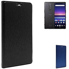 シズカウィル(shizukawill) Xperia 1 docomo SO-03L au SOV40 Softbank 専用 手帳型 ケース カバー Slim Black スリム ケース ブラック色 カード収納あり ストラップホール付 ソニー xperia1 エクスペリア ワン SO03L 手帳 スマホケース