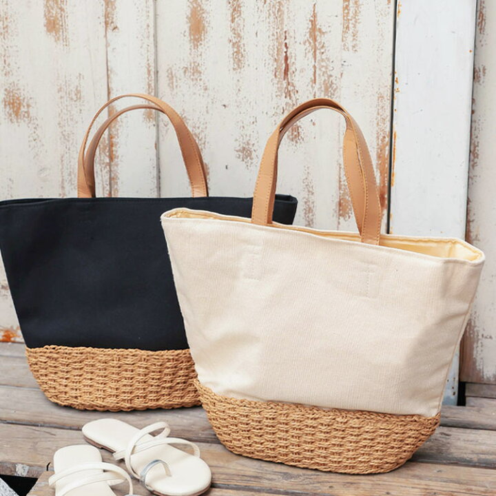 楽天市場】 キャンバス×カゴバッグ [B1446]レディース カバン 鞄  