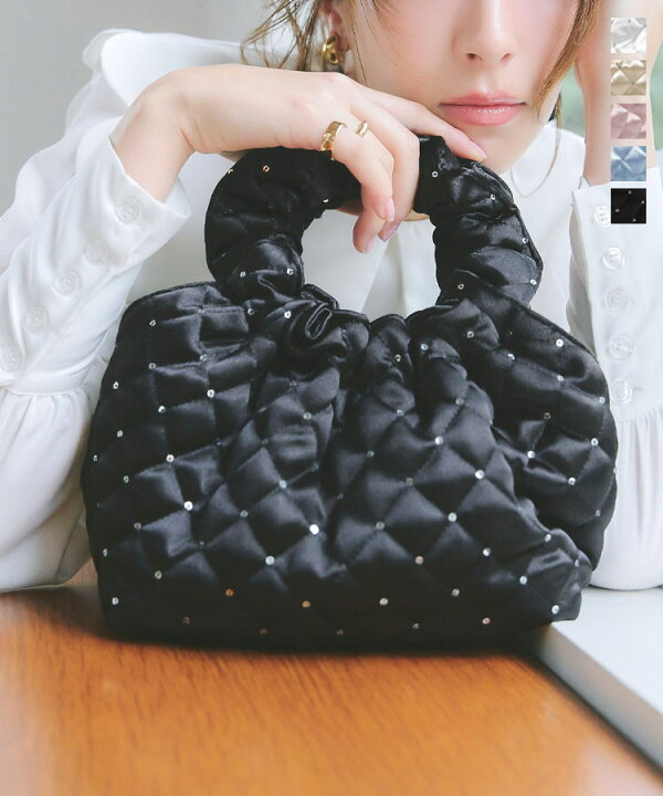 楽天市場】キラキラドット サテン キルティング ミニバッグ レディース  