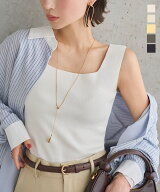 スクエアネックスリーブレスニットトップス [C4794] レディース インナー ノースリ シンプル 上品 白 黒 …