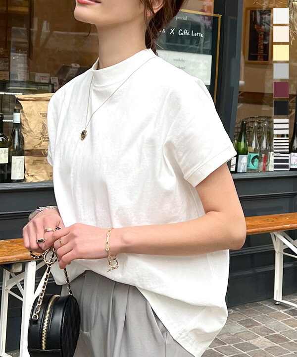 楽天市場 5 23 大人気商品 1290円 Tシャツ レディース M L Ll モックネック C4819 レディース トップス ハイネック 綿 ゆったり 体型カバー 夏 半袖 ティーシャツ ティシャツ 無地 大きいサイズ 小さいサイズ おしゃれ 送料無料 メール便 神戸レタス