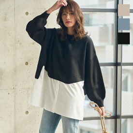 楽天市場 シャツ ニット 重ね着風の通販