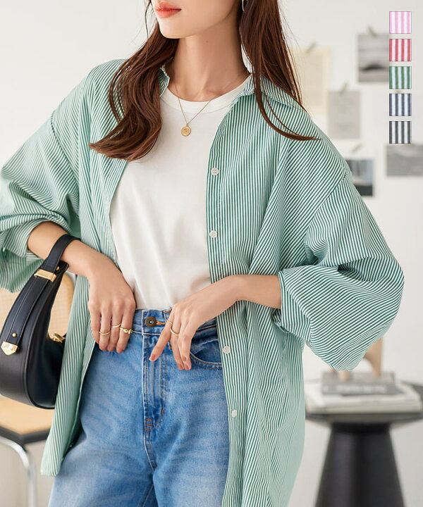 リアルスタイル REAL STYLE ストライプシャツ レディース 長袖 