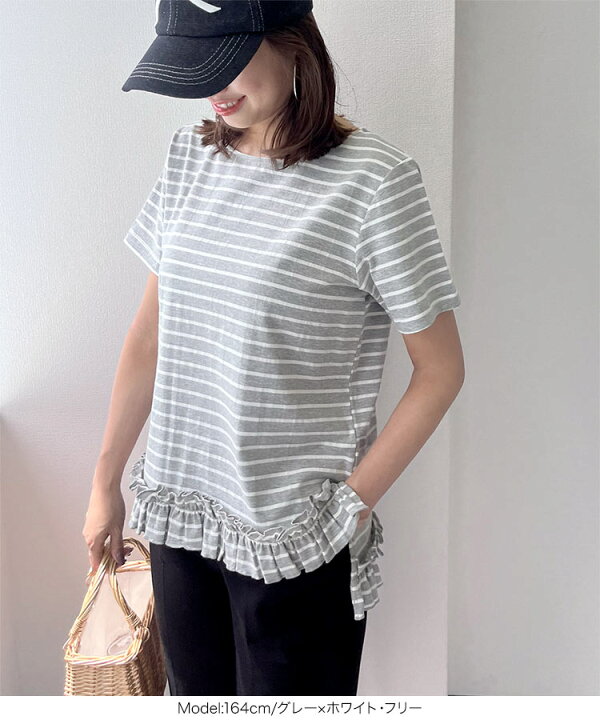 楽天市場】裾フリル カットソー チュニック レディース Tシャツ 半袖 