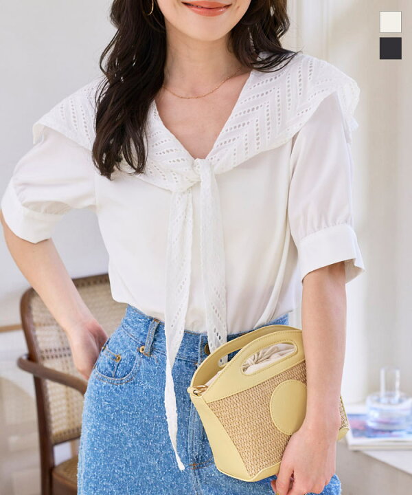 楽天市場】ブラウス レディース 春 夏 半袖 トップス セーラー襟  