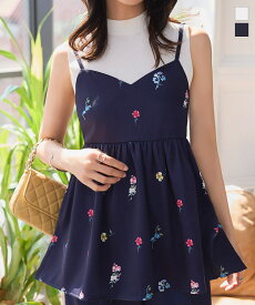 キャミソール ビスチェ レディース 夏 ハートネックフラワープリントキャミトップス [C7551] 20代 30代 40代 トップス キャミ キャミトップス セットアップ 花柄 フラワー柄 プリント 重ね着 レイヤード ペプラム ネイビー ホワイト 白 体系カバー 可愛い 【送料無料】