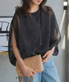 ≪8/7 大人気商品!!2990円≫ ブラウス シアー [C7594] レディース 20代 30代 40代 夏 トップス シアーブラウス シアートップス プルオーバー ノースリーブ オーガンジー 透け感 ケープ風 ドルマンスリーブ 体型カバー 二の腕カバー 着痩せ 華奢見え 上品【送料無料】