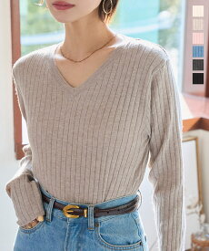 ニット リブニット Vネック 太リブ [C7714] レディース 20代 30代 40代 C7713 トップス インナー Vネックニット 長袖 M L ゆったり 秋ニット 冬ニット 春ニット スタイルアップ きれいめ 上品 オフィスカジュアル オフィス 仕事 通勤 お出かけ 旅行 着回し ママ 【送料無料】