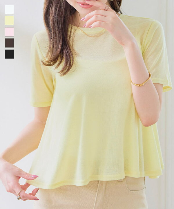 楽天市場】半袖 Tシャツ シアー ドレープ 半袖Tシャツ [C7942