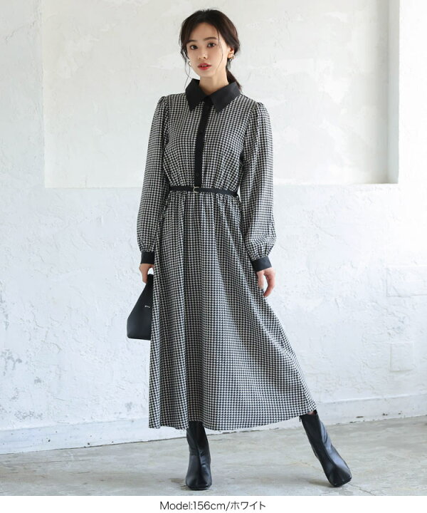 楽天市場】 千鳥柄ワンピース [E2979] レディース ワンピ ウエストゴム  