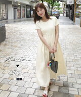 [ 水野佐彩 さんコラボ ] タック入り ドッキングワンピース レディース ロングワンピース 半袖 春 夏 春…