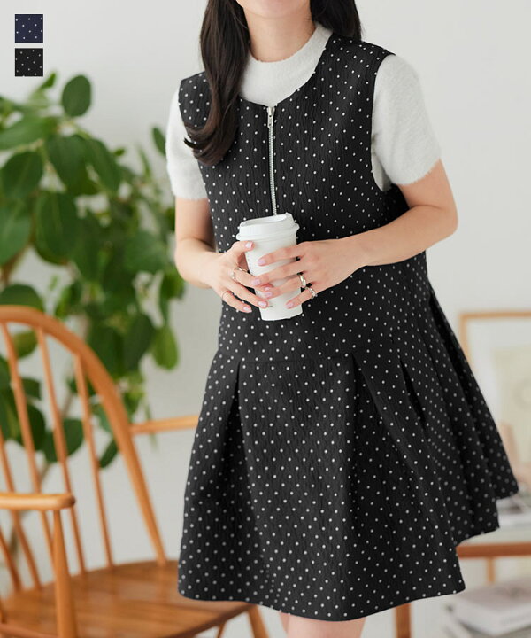 楽天市場】ドット柄 ジャガード ジャンスカ レディース ペプラム  