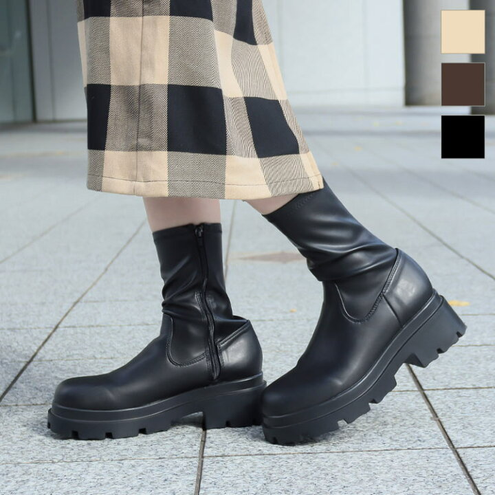 楽天市場 特別セール ストレッチミドルブーツ I2355 レディース シューズ トレンド フィット ソフト 細見え 柔らかい 歩きやすい 伸縮性 靴 くつ ブーツ 黒 カジュアル 大人 30代 40代 秋冬 疲れにくい 大人かわいい 大人カジュアル ブラック 神戸レタス Kobe