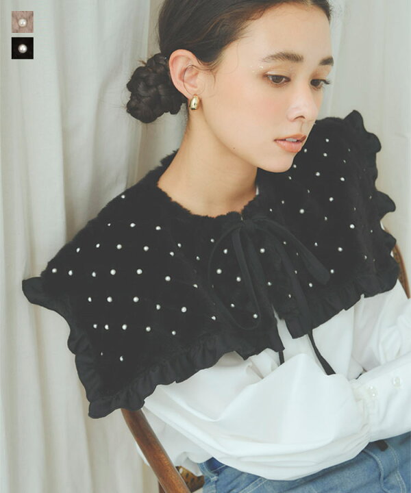 お値下げ中！新品未使用 完売品 YOUYILIN リボンつけ襟 ブラック 楽天 