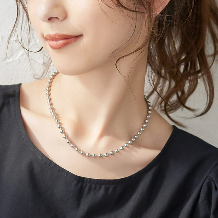 楽天市場 ボールチェーンネックレス J953 レディース アクセサリー ボールチェーン デイリー 大人 シンプル ネックレス チェーン シンプル シルバー チェーンだけ 太め チェーンネックレス 41cm マンテル 神戸レタス Kobe Lettuce