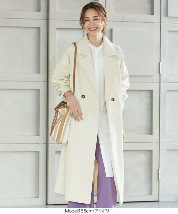 楽天市場 ツーボタンオーバートレンチコート K1029 レディース 長袖 アウター 羽織り ゆったり 大人 きれいめ 白 春 コート スプリング コート ロングコート ロング丈 トレンチコート トレンチ オーバーサイズ おしゃれ アイボリー 神戸レタス Kobe Lettuce