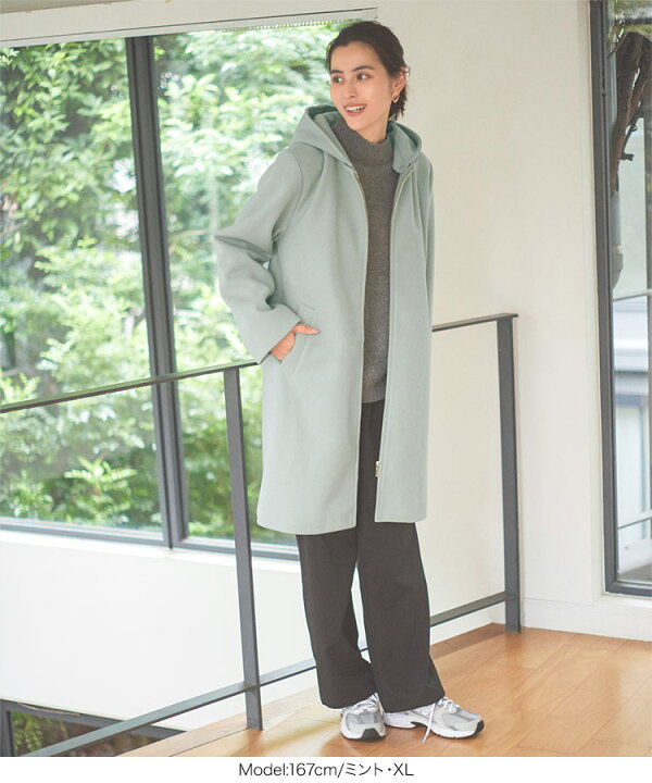 楽天市場】[ M L XL ] フード付き 2way ロングコート レディース  