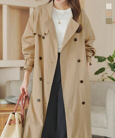 選べる2丈 トレンチコート ショート丈 or レギュラー レディース 春 コート ロングコート トレンチ ノーカラー アウター 羽織り 長袖 スーツ オフィスカジュアル 低身長 きれいめ ベーシック [K1300] 【送料無料】