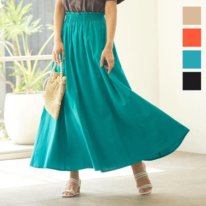 楽天市場】ウエストフリルマキシギャザースカート [M3247] レディース  