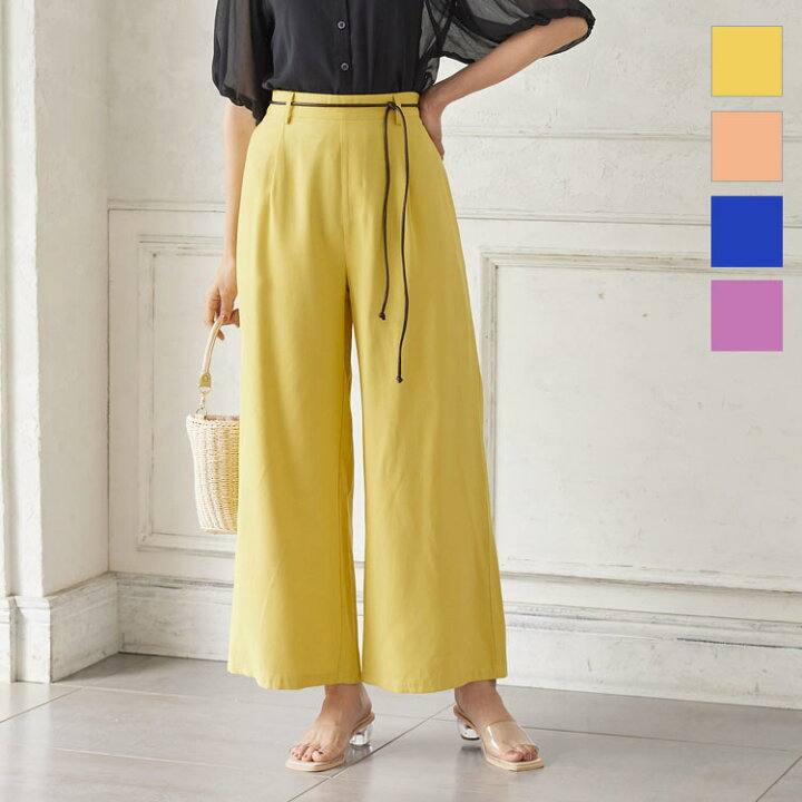 楽天市場】紐ベルト付タックワイドパンツ [M3274] レディース ボトムス  