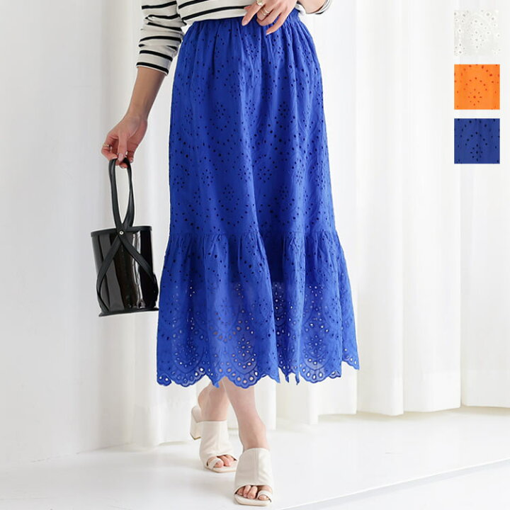 楽天市場】☆ カットワークレーススカート [M3603] レディース  